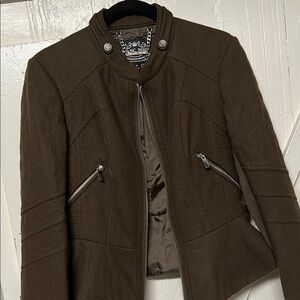 Blanc Noir Olive Green Bomber Jacket